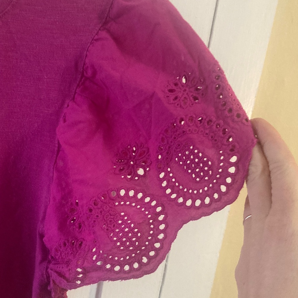 Jessica Simpson Magenta Eyelet Sleeve Top - Picture 3 of 5